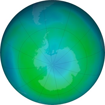 Antarctic ozone map for 2020-03